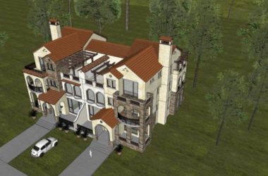 Modern Twin Villa SketchUp Model-BIM WORLD