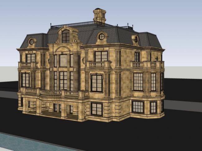 SketchUp Villa Models: Solo Villa, Clubhouse, and French-Style Designs