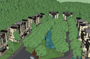 Modern Multi-Row Villa Model with Hot Spring Area in SketchUp-BIM WORLD
