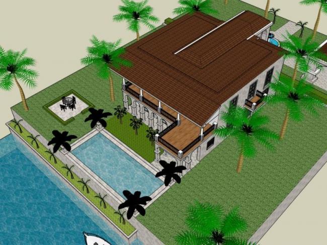 French-Style Single Family Villa Model in SketchUp