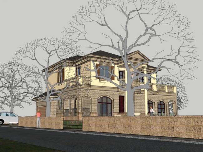 Classical Single-Family Villa Model in SketchUp