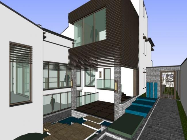 Modern Chinese-Style Stacked Villa SketchUp Model