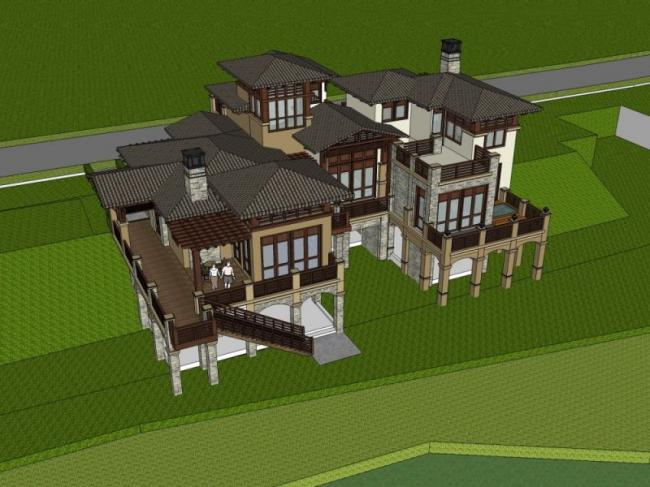 Modern Stacked Villa Model in SketchUp