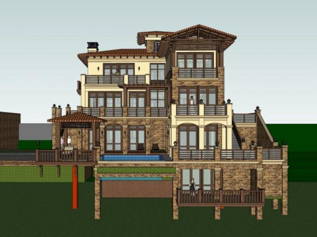 European-Style Stacked Villa Model in SketchUp