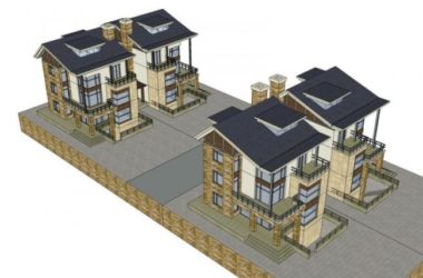 European-Style Double Split Villa SketchUp Model-BIM WORLD