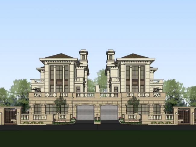 Modern Twin Villa Design | SketchUp 3D Model