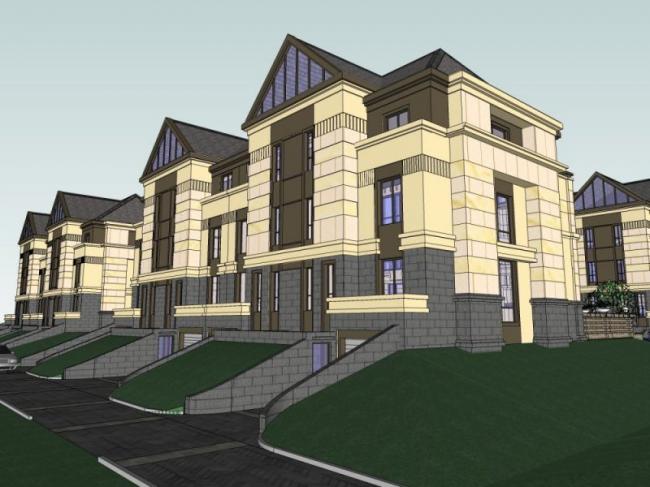 Modern Multi-Row Villa Model in SketchUp
