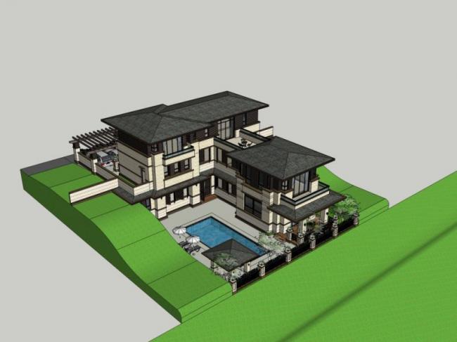 Modern Stacked Villa Design in SketchUp