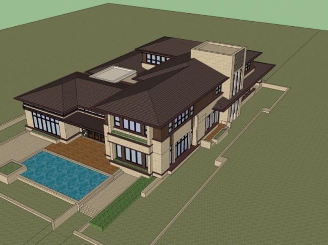 Classical Single-Family Villa Model in SketchUp