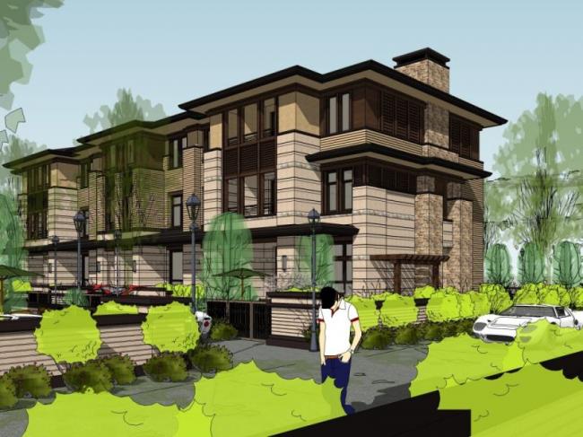 Modern Multi-Row Villa Design in SketchUp