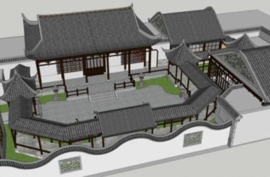 Chinese-Style Solo Villa SketchUp Model-BIM WORLD