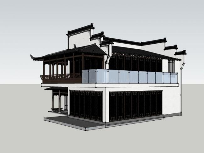 Chinese-Style Solo Villa Model in SketchUp