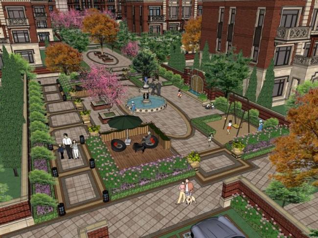 British-Style Villa Cluster Model in SketchUp