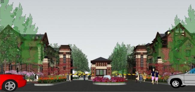 British-Style Villa Model with Gated Entrance in SketchUp