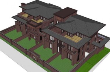 Modern Twin Villa Design | SketchUp 3D Model-BIM WORLD