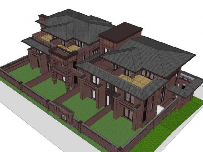 Modern Twin Villa Design | SketchUp 3D Model