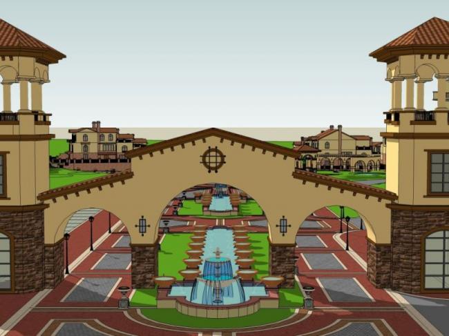 Spanish-Style Villa Cluster 3D Model in SketchUp