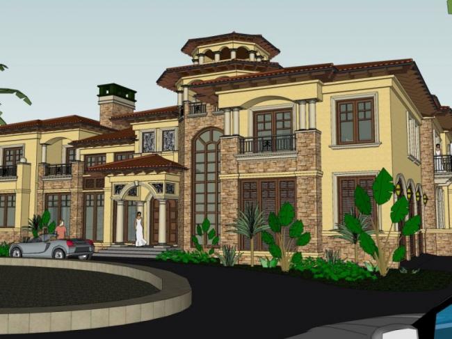 Spanish Style Single Family Villa Model in SketchUp