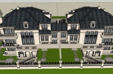 French-Style Double Split Villa Model in SketchUp-BIM WORLD