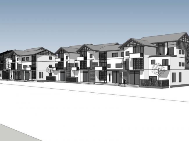 SketchUp Villa Model: Chinese-Style Row Houses