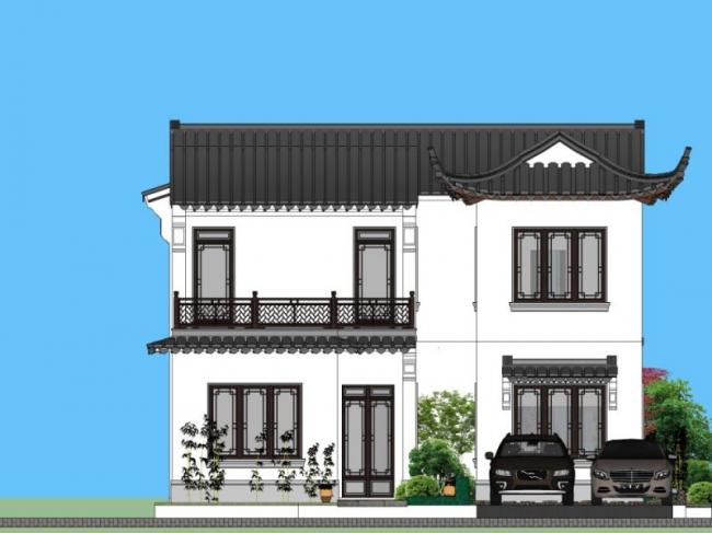 Chinese-Style Solo Villa Model in SketchUp