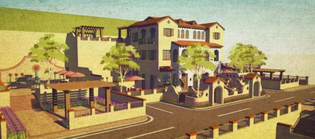 Spanish-Style Multi-Row Villa Model in SketchUp