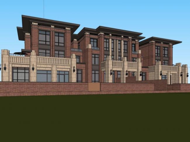 Modern Multi-Row Villa Model in SketchUp