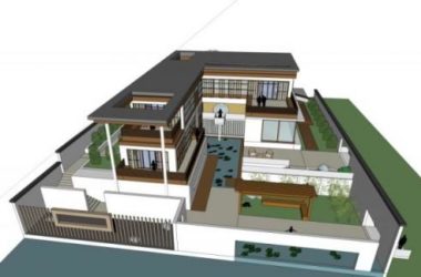Modern Chinese-Style Solo Villa SketchUp Model-BIM WORLD