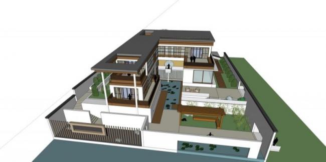 Modern Chinese-Style Solo Villa SketchUp Model