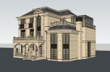 French-Style Single Family Villa Model in SketchUp-BIM WORLD