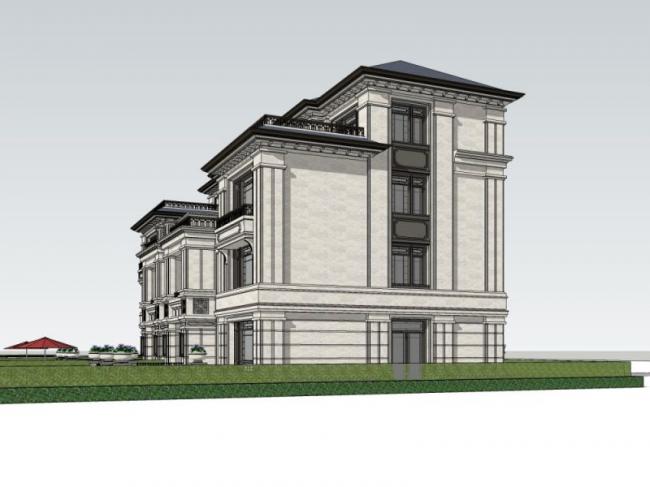 Classical Twin Villa Model in SketchUp