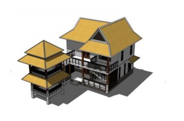 SketchUp Solo Villa Model: Southeast Asian Classical Design-BIM WORLD