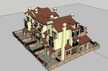 Classical Style Townhouse Villa Model in SketchUp-BIM WORLD
