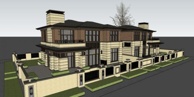 Classical Twin Villa Model in SketchUp