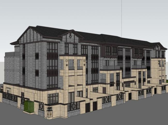 SketchUp Model of a Chinese-Style Row Villa