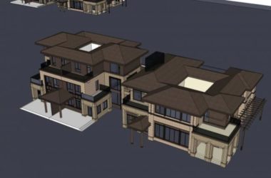 Modern Twin Villa Design | SketchUp 3D Model-BIM WORLD