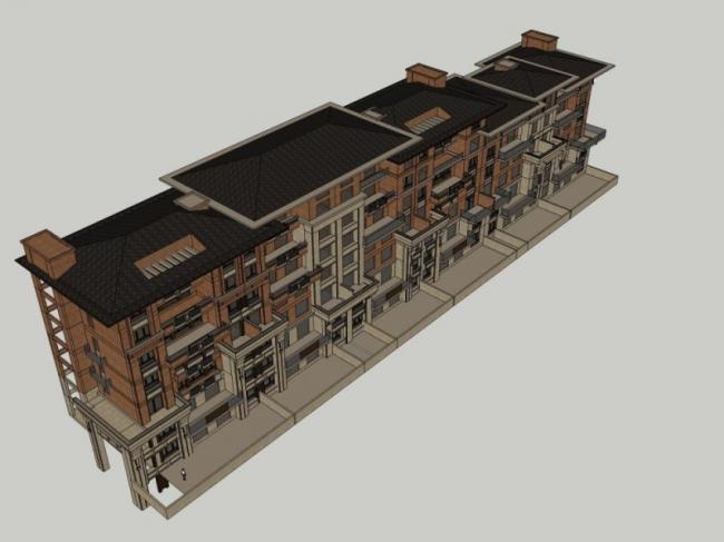 European-Style Multi-Row Villa Model in SketchUp