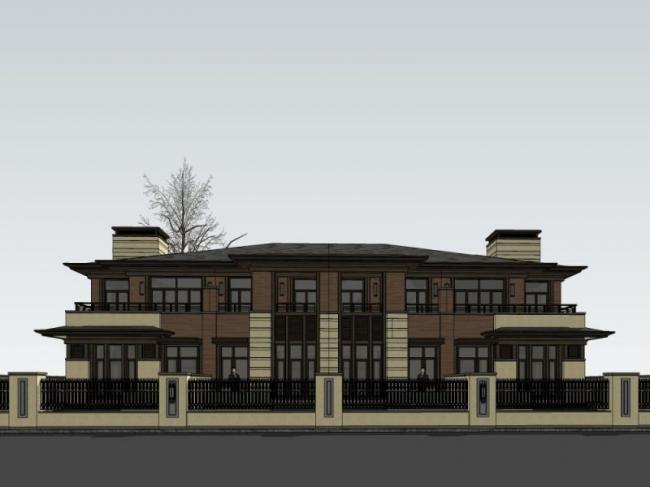 Modern Twin Villa Design | SketchUp 3D Model