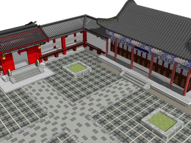SketchUp Model of a Traditional Chinese Siheyuan Villa