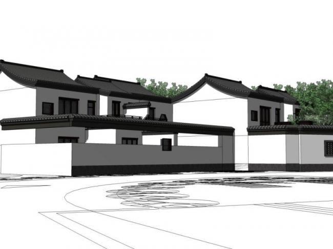 Chinese-Style Villa Residential Complex Model in SketchUp