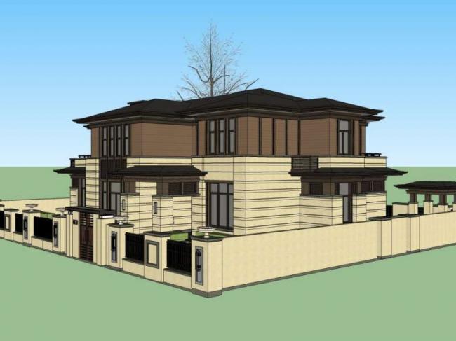 Classical Single-Family Villa Model in SketchUp
