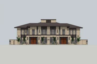 Modern Chinese Twin Villa Design in SketchUp-BIM WORLD