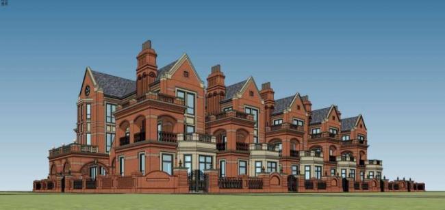 Classical Style Townhouse Villa Model in SketchUp