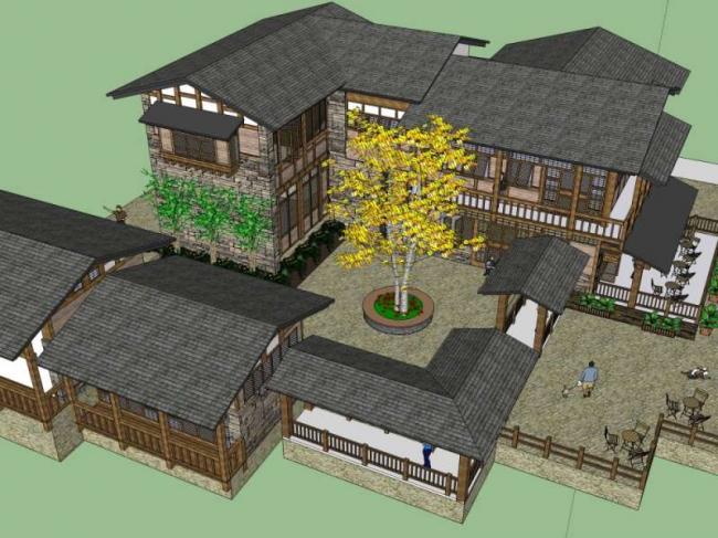 SketchUp Model of a Chinese-Style Solo Villa