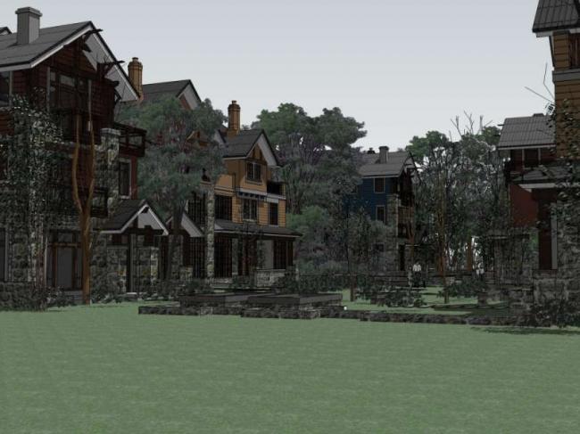 Classical Twin Villa Cluster Model in SketchUp