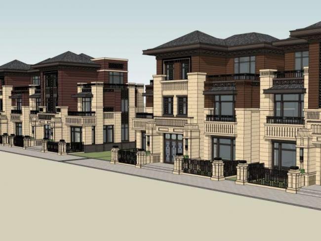 Classical Style Townhouse Villa Model in SketchUp