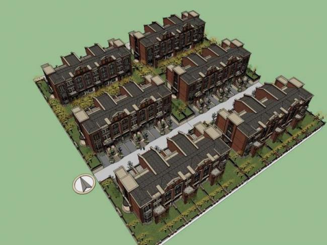 European-Style Villa Cluster 3D Model in SketchUp