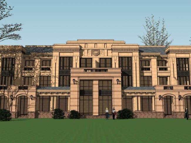 SketchUp Villa Model: Multi-Unit European Classical Style Design