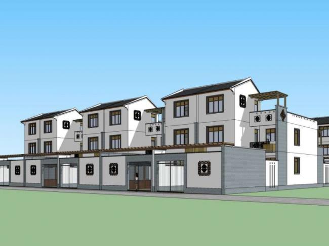 Chinese-Style Villa Cluster Model in SketchUp