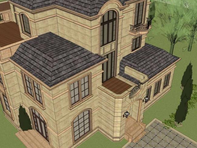 French Classical Solo Villa Model in SketchUp